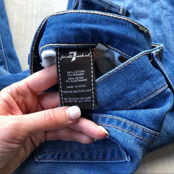 7 for all mankind the skinny ankle crop & roll denim jeans capris 25 - Picture 7 of 7